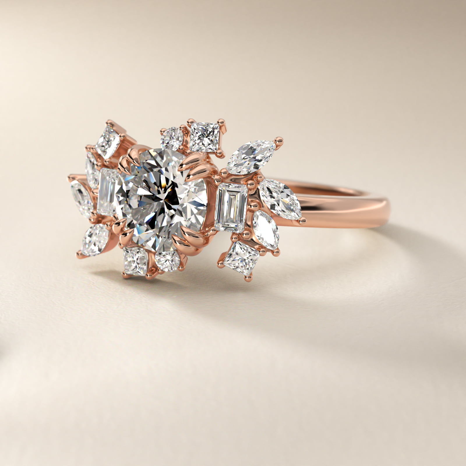 Faceted Side Stone Diamond Engagement Ring In 14K Rose Gold By James Allen