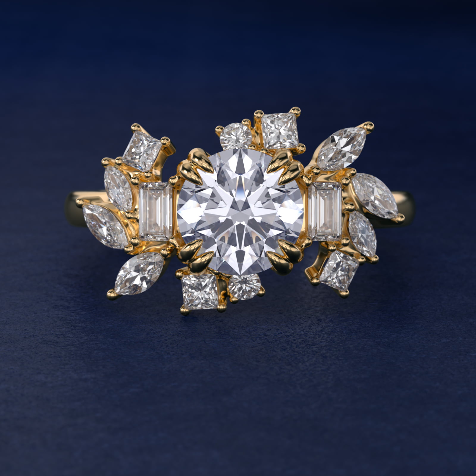 Faceted Side Stone Diamond Engagement Ring In 14K Yellow Gold By James Allen