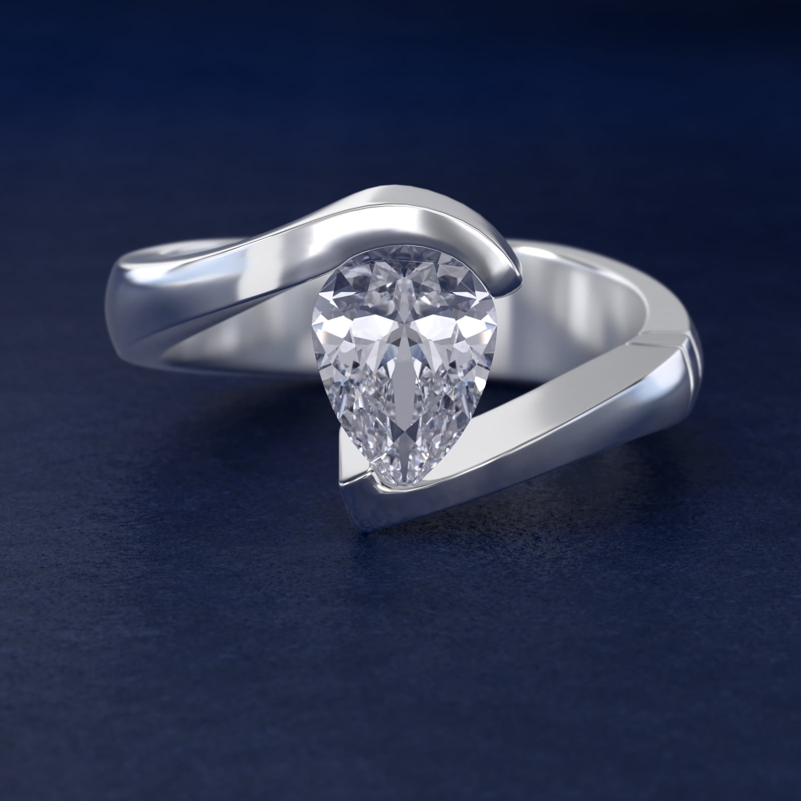 Pear Shape Swirl Tension Engagement Ring In Platinum By James Allen