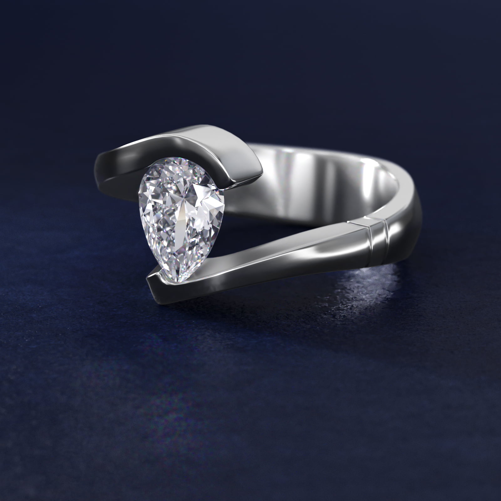 Pear Shape Swirl Tension Engagement Ring In 14K White Gold By James Allen