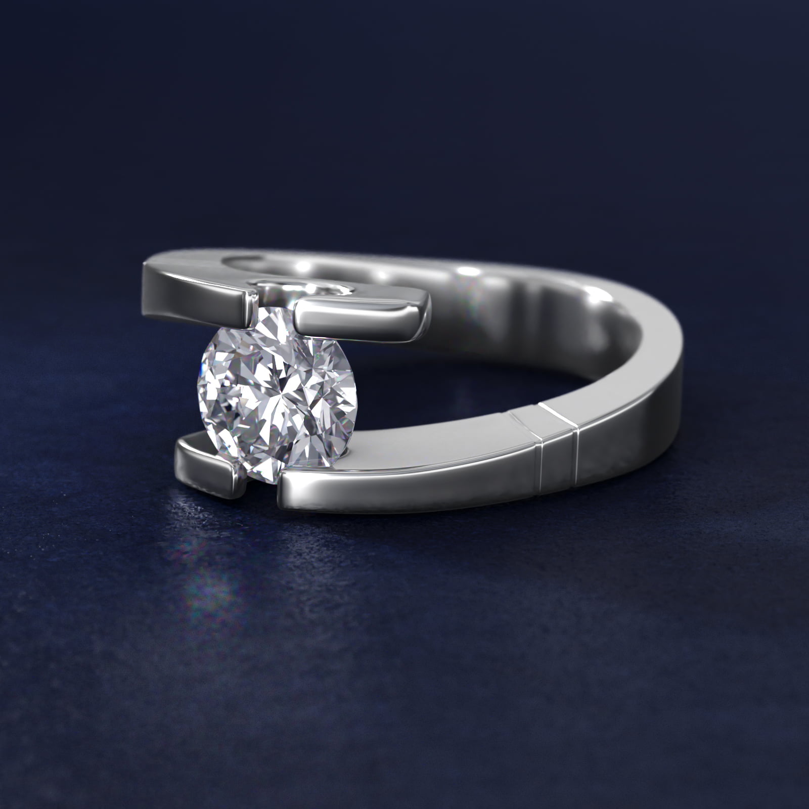 Pointed And Etched Tension Engagement Ring In 14K White Gold By James Allen