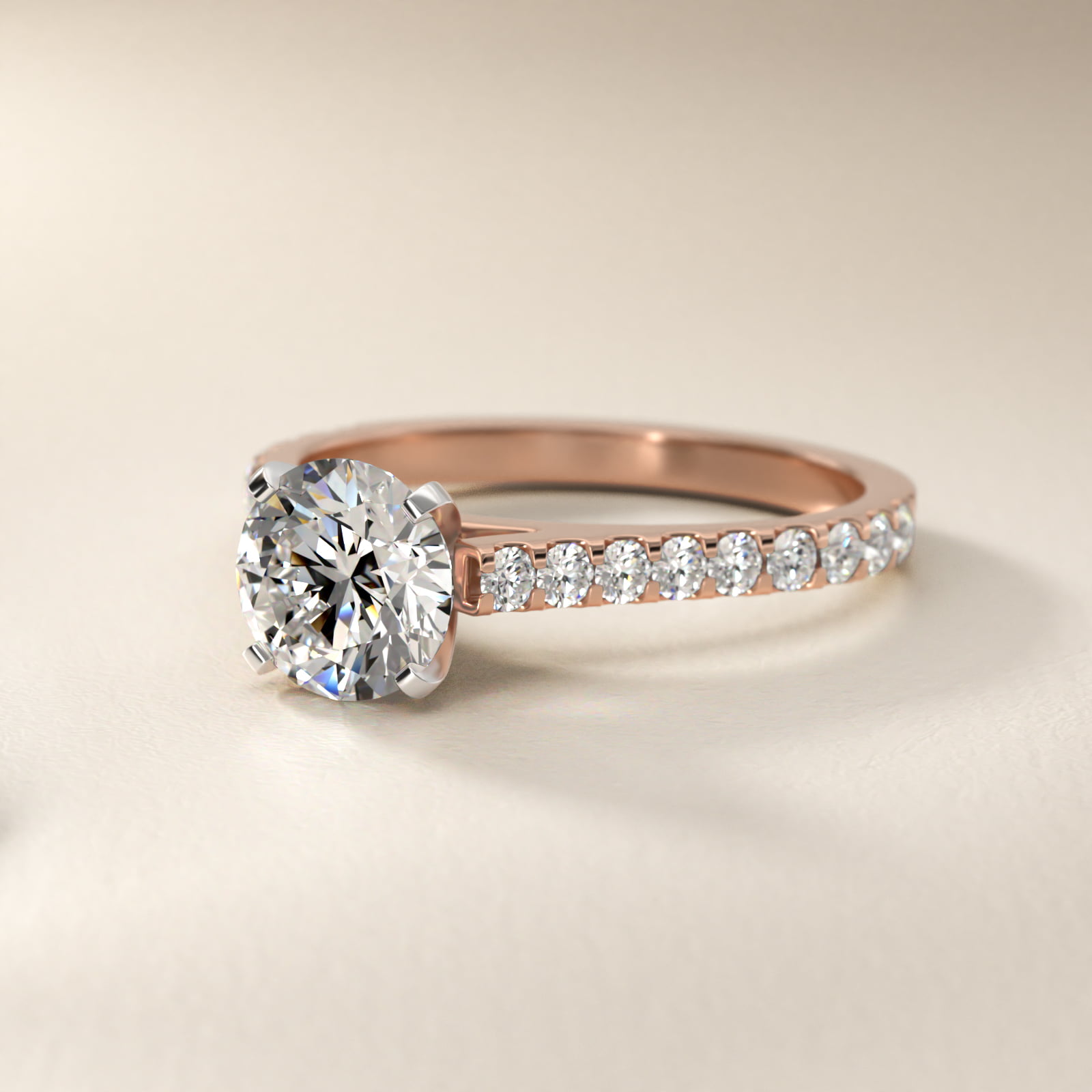 Common Prong Diamond Pavé Engagement Ring In 14K Rose Gold By James Allen