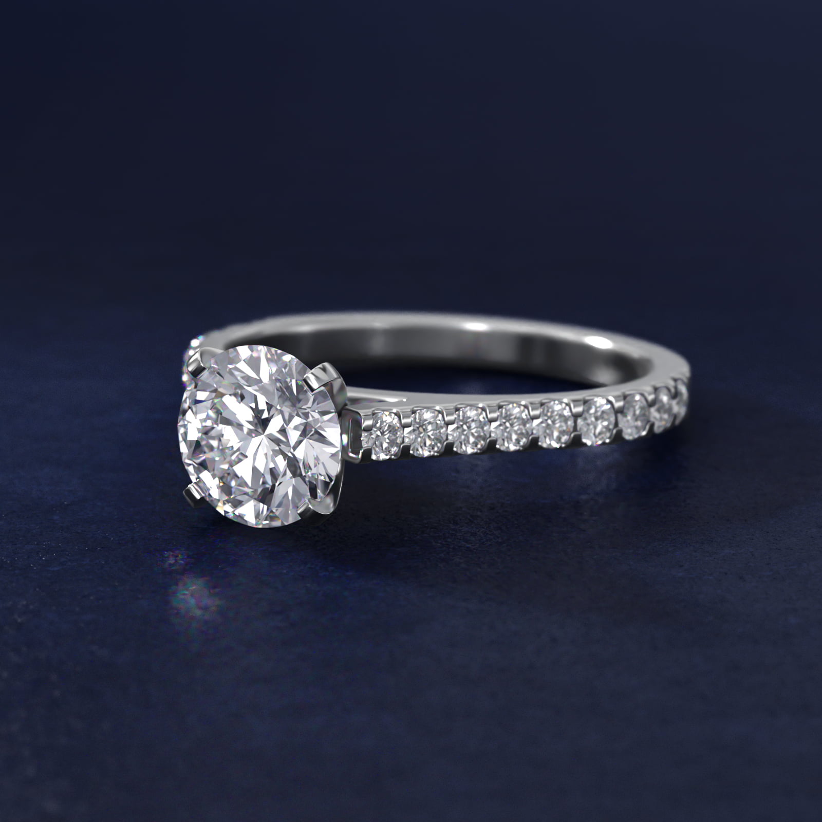 Common Prong Diamond Pavé Engagement Ring In 14K White Gold By James Allen