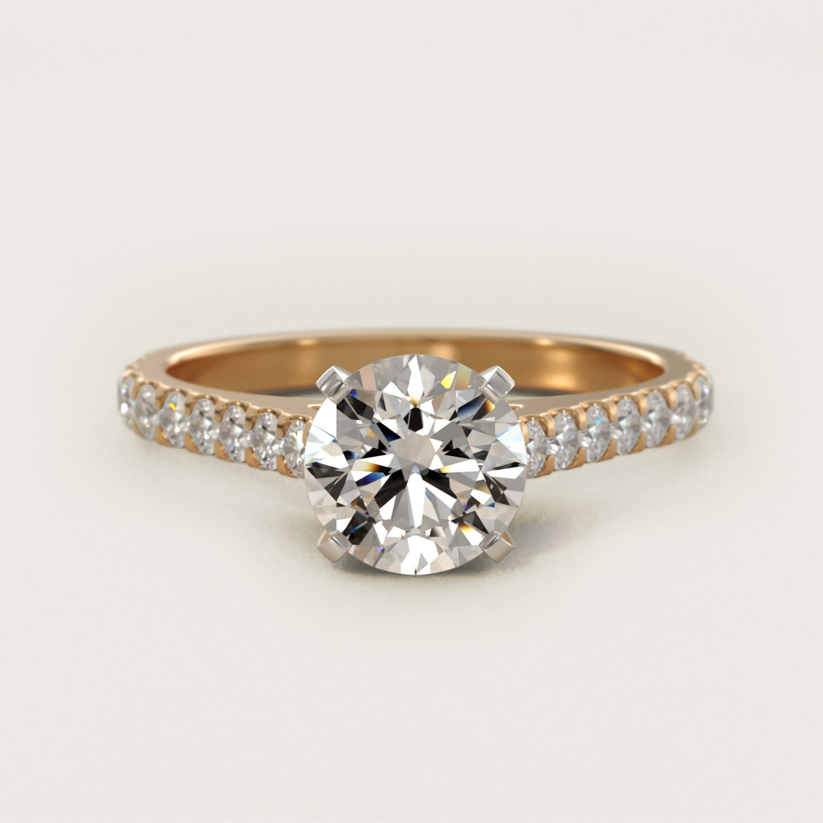 Common Prong Diamond Pavé Engagement Ring In 14K Yellow Gold By James Allen