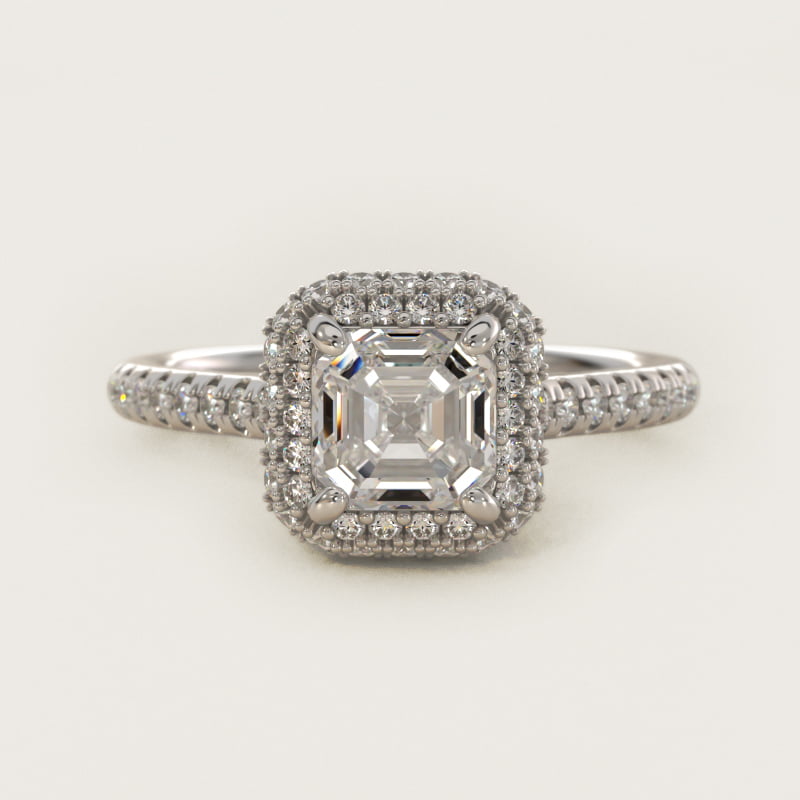Falling Edge Pavé Diamond Halo Engagement Ring In Platinum By James Allen