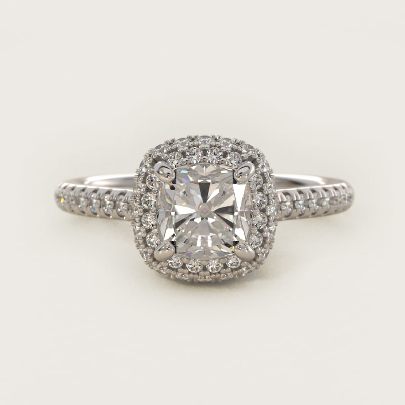 Falling Edge Pavé Diamond Halo Engagement Ring In Platinum By James Allen
