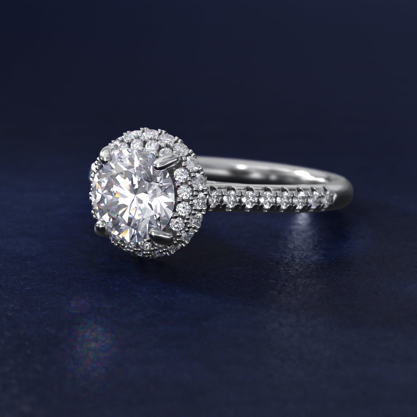 Falling Edge Pavé Diamond Halo Engagement Ring In Platinum By James Allen