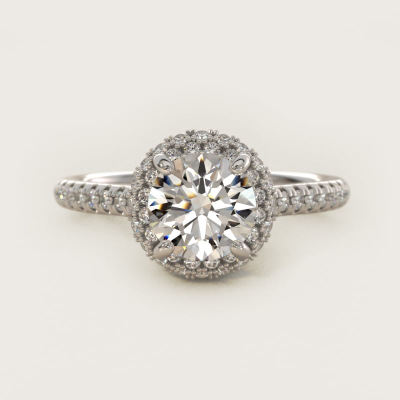 Falling Edge Pavé Diamond Halo Engagement Ring In Platinum By James Allen
