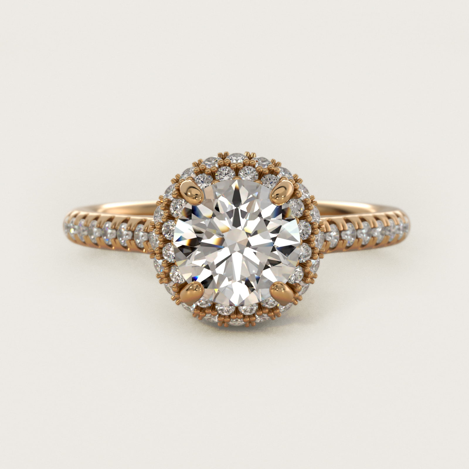 Falling Edge Pavé Diamond Halo Engagement Ring In 18K Yellow Gold By James Allen