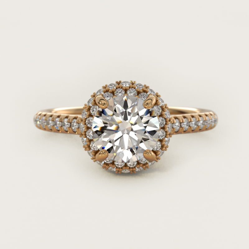 Falling Edge Pavé Diamond Halo Engagement Ring In 14K Yellow Gold By James Allen