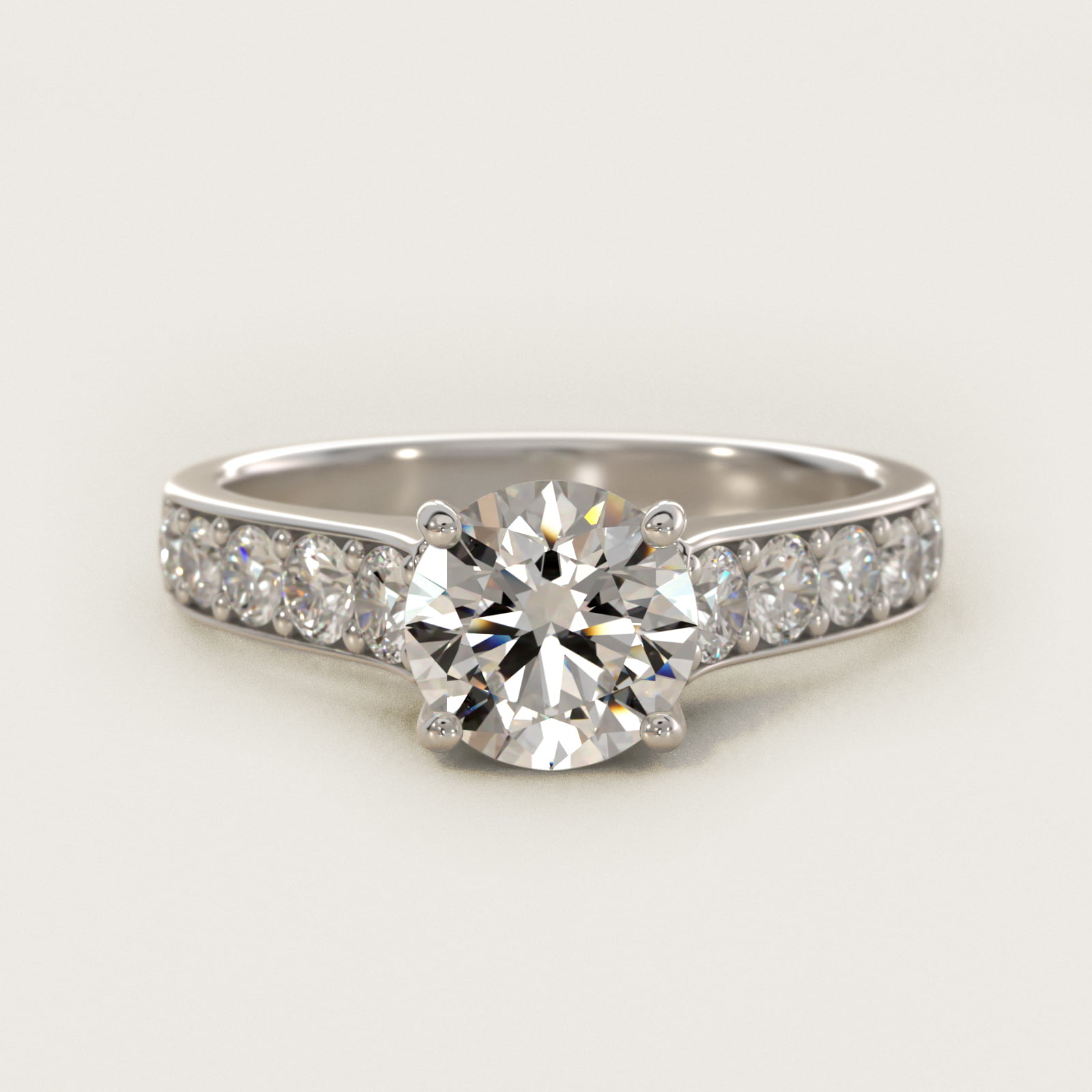 Cross Prong Pavé Set Surprise Diamond Engagement Ring In 14K White Gold By James Allen