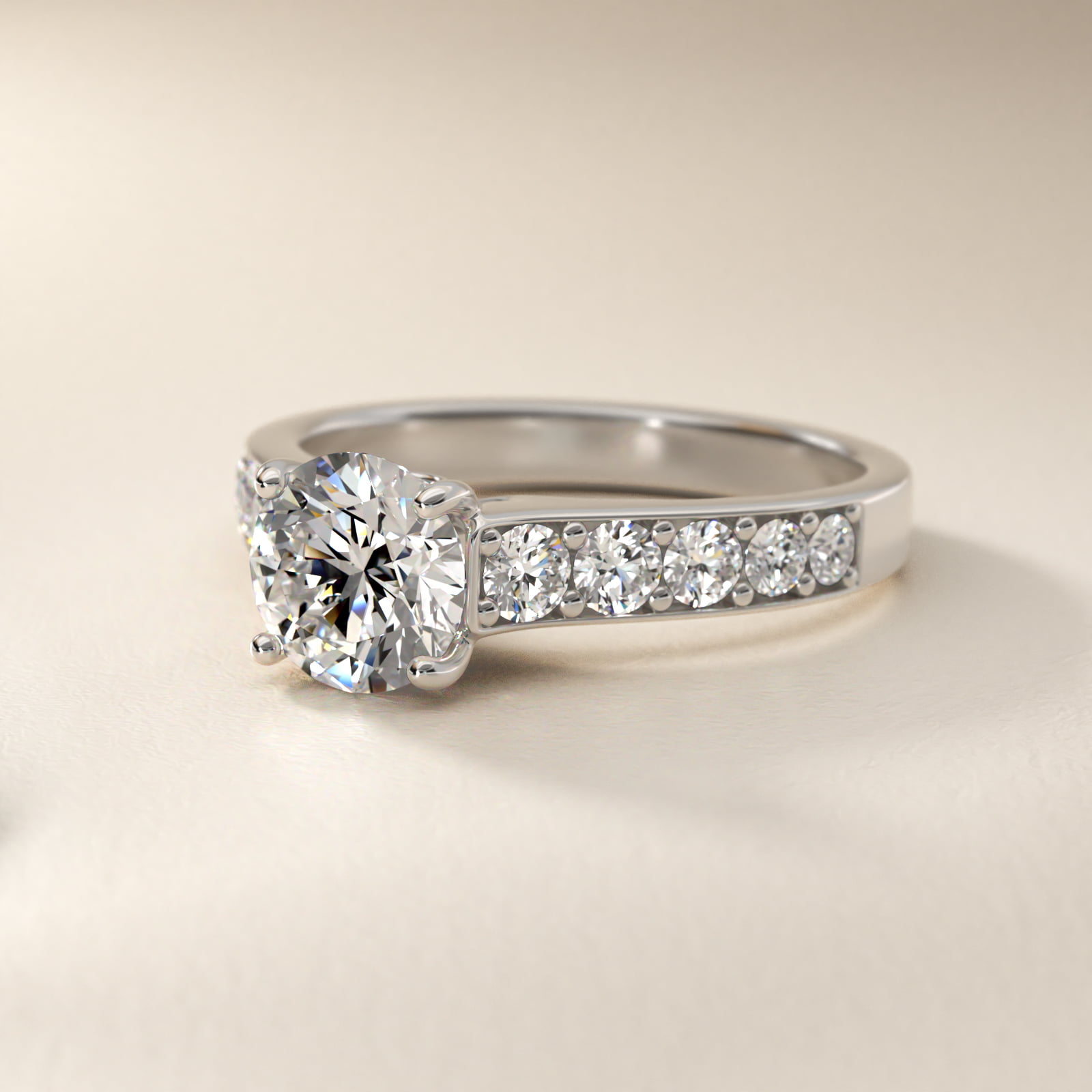 Cross Prong Pavé Set Surprise Diamond Engagement Ring In 18K White Gold By James Allen