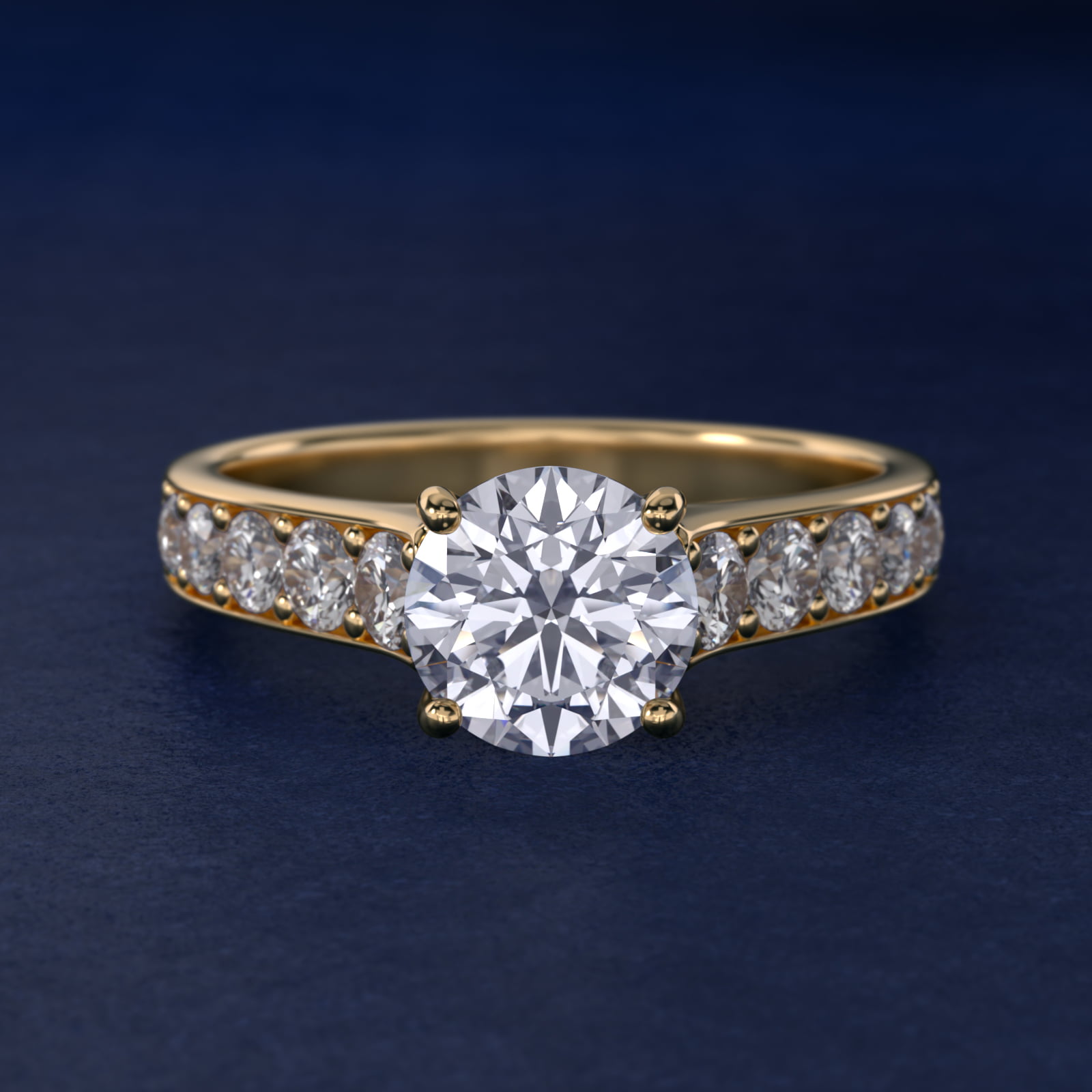 Cross Prong Pavé Set Surprise Diamond Engagement Ring In 14K Yellow Gold By James Allen