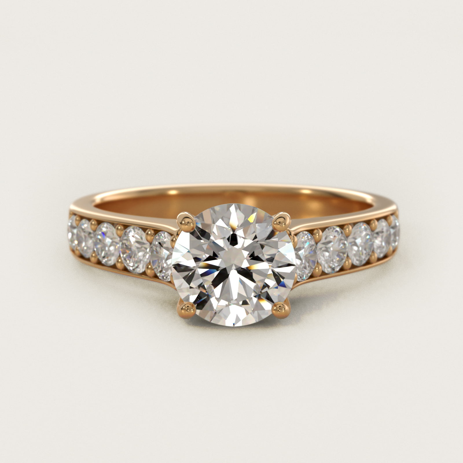 Cross Prong Pavé Set Surprise Diamond Engagement Ring In 18K Yellow Gold By James Allen