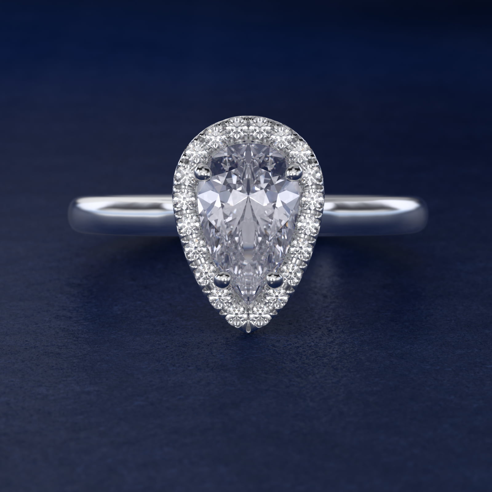 Pavé Diamond Halo Engagement Ring In 18K White Gold (Pear) By James Allen