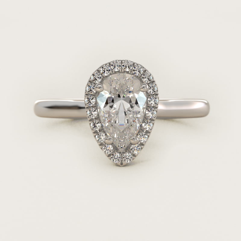 Pavé Diamond Halo Engagement Ring In Platinum (Pear) By James Allen
