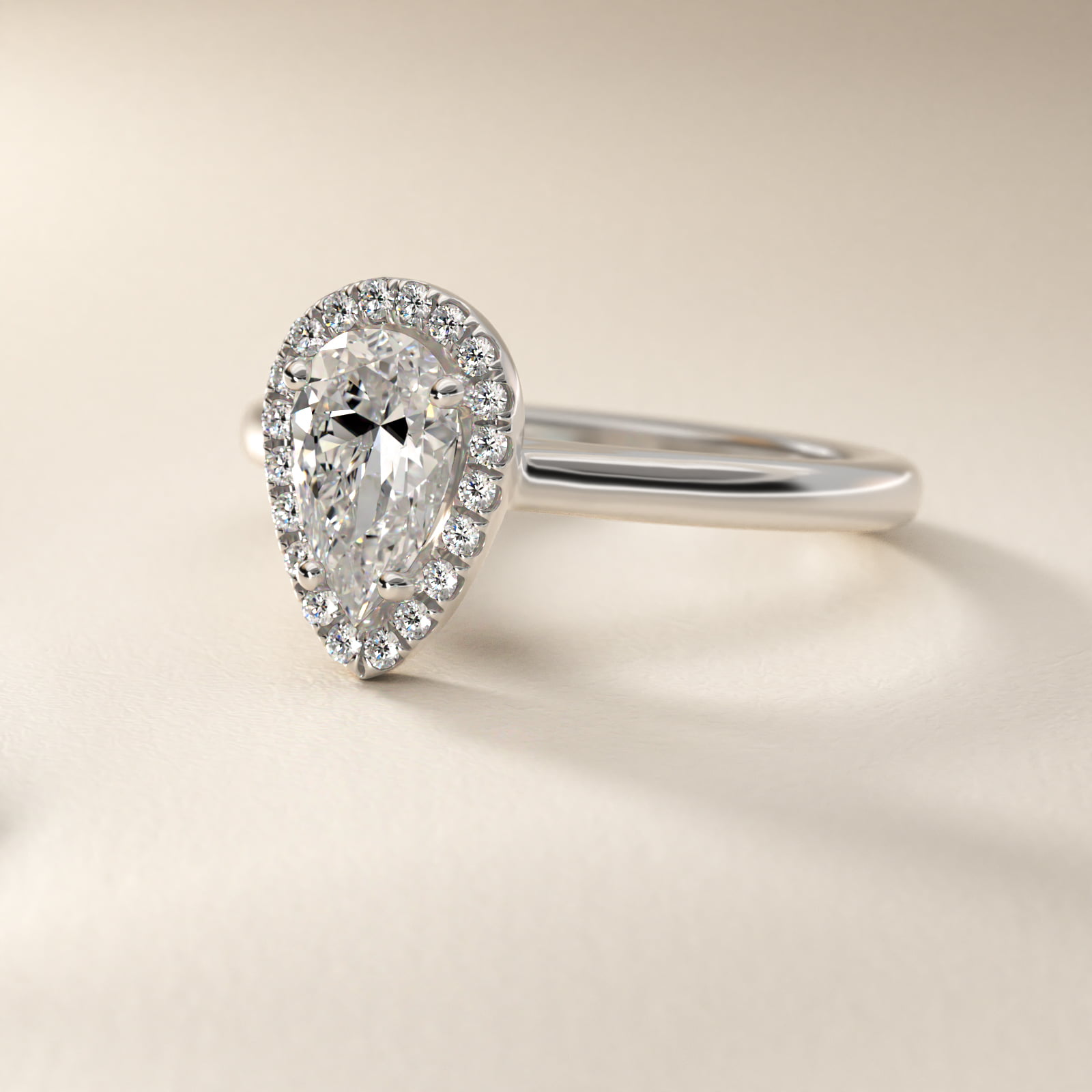 Pavé Diamond Halo Engagement Ring In Platinum (Pear) By James Allen