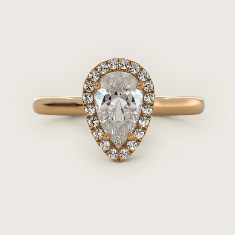 Pavé Diamond Halo Engagement Ring In 14K Yellow Gold (Pear) By James Allen