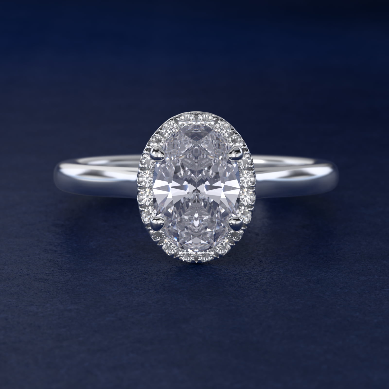 Pavé Diamond Halo Engagement Ring In Platinum (Oval) By James Allen