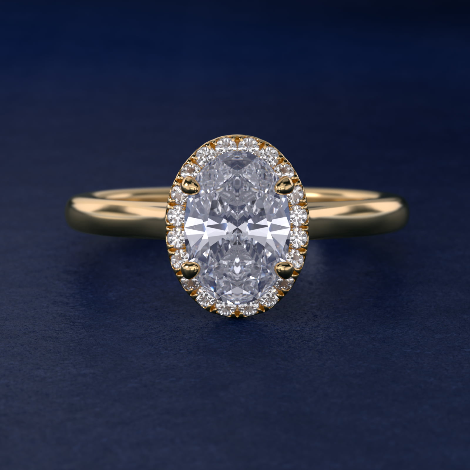 Pavé Diamond Halo Engagement Ring In 18K Yellow Gold (Oval) By James Allen