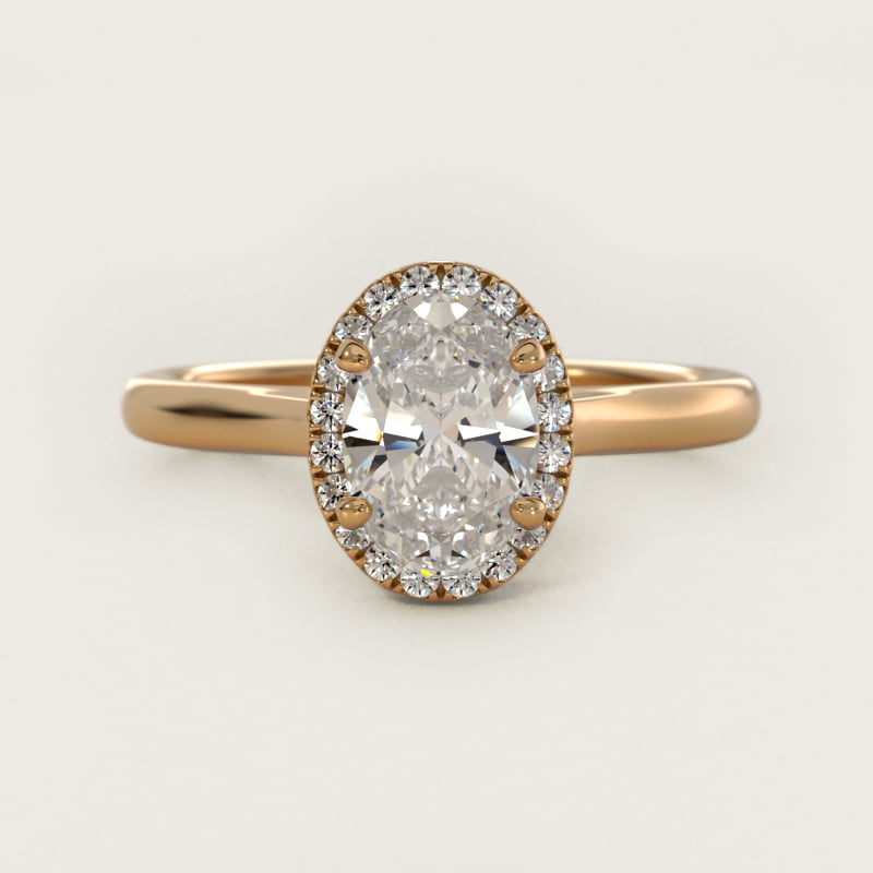 Pavé Diamond Halo Engagement Ring In 14K Yellow Gold (Oval) By James Allen