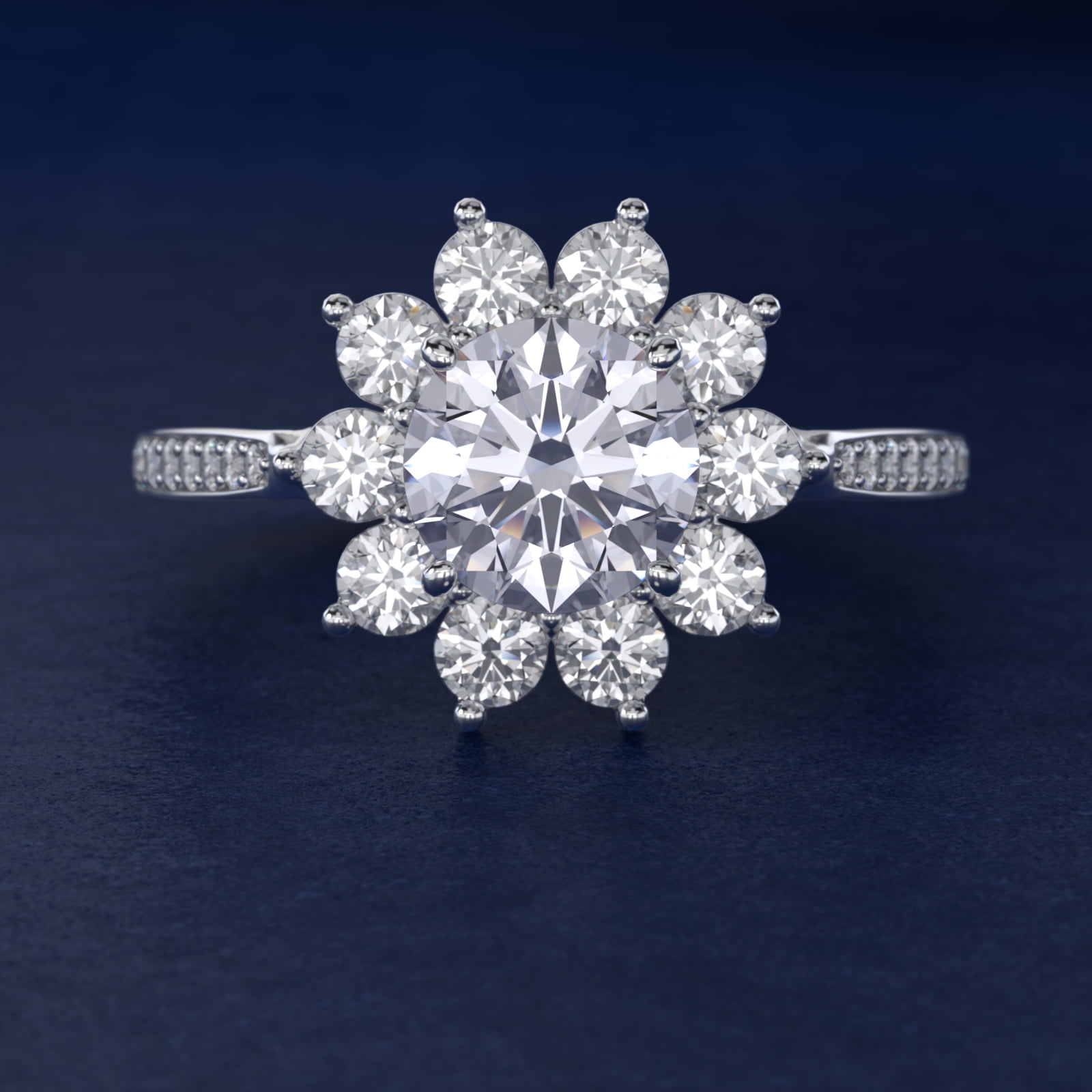 Star Diamond Halo Cathedral Engagement Ring In 18K White Gold By James Allen