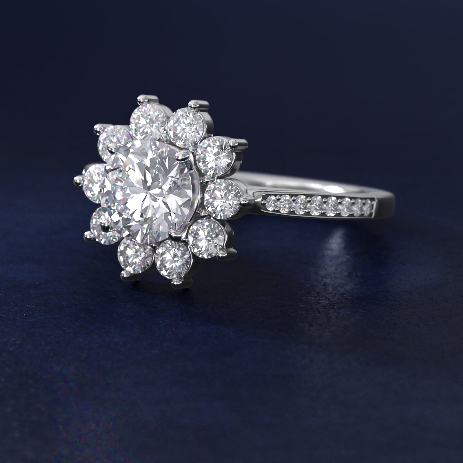 Star Diamond Halo Cathedral Engagement Ring In Platinum By James Allen