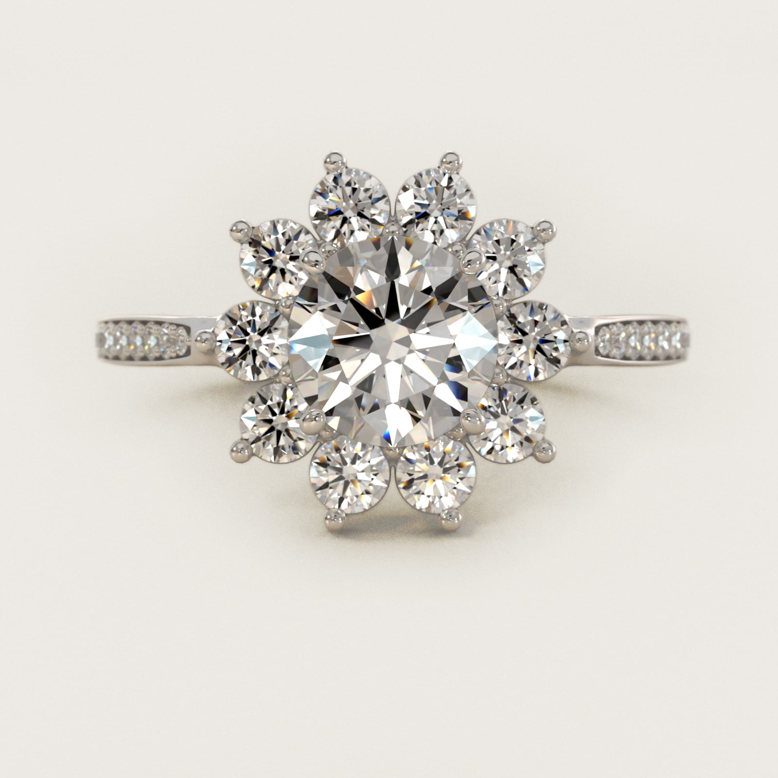 Star Diamond Halo Cathedral Engagement Ring In 14K White Gold By James Allen