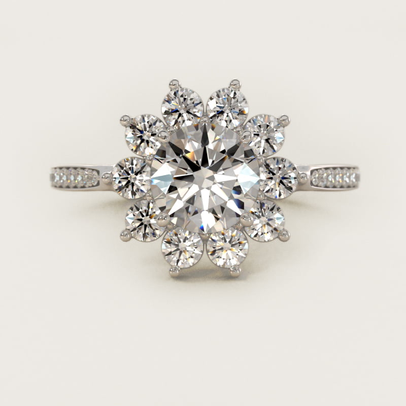 Star Diamond Halo Cathedral Engagement Ring In Platinum By James Allen