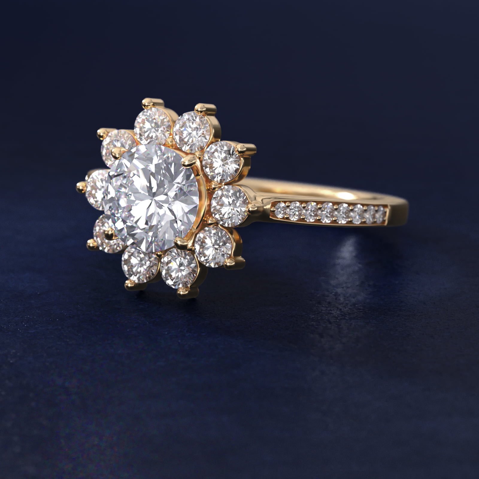 Star Diamond Halo Cathedral Engagement Ring In 14K Yellow Gold By James Allen