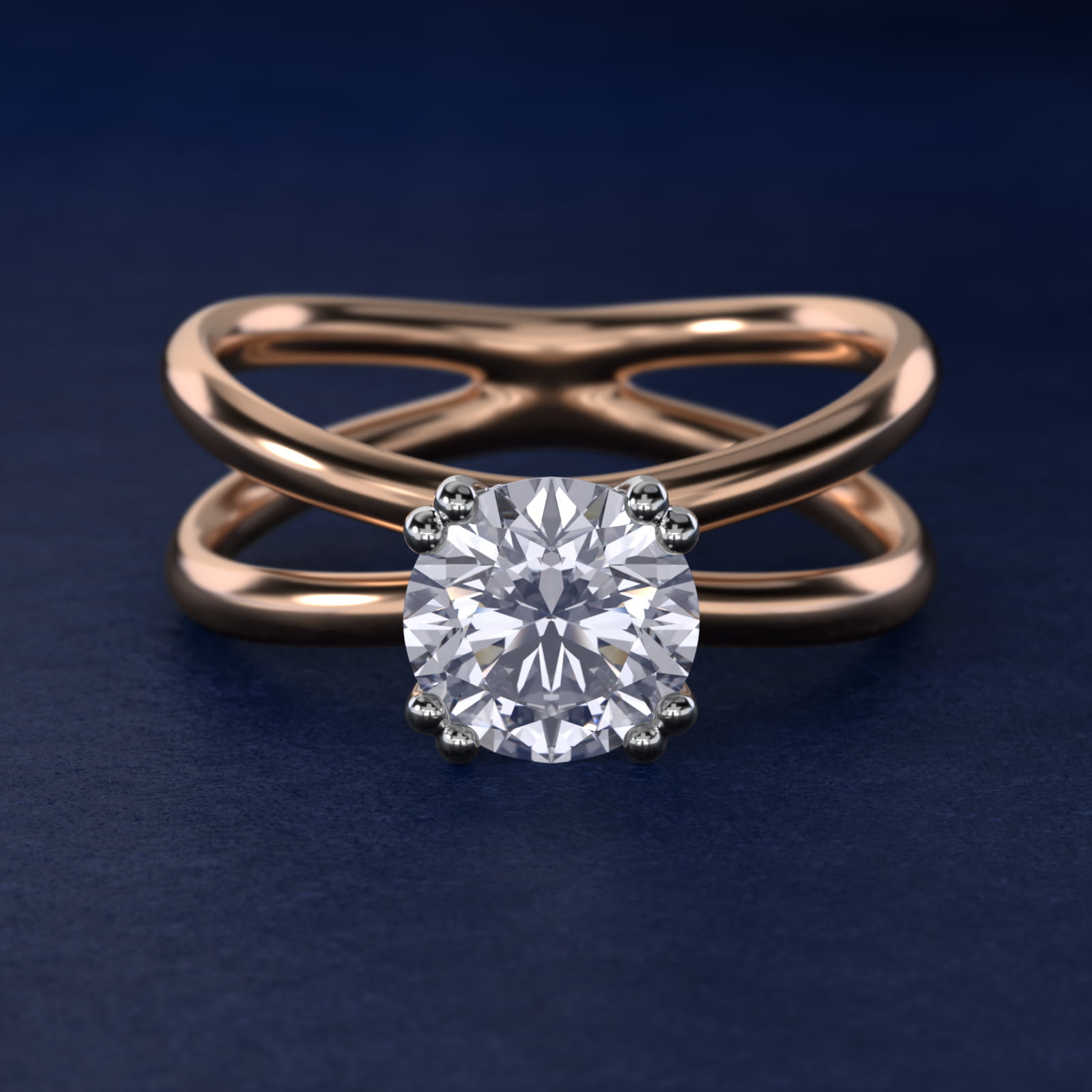 Criss Cross Solitaire Engagement Ring In 14K Rose Gold By James Allen