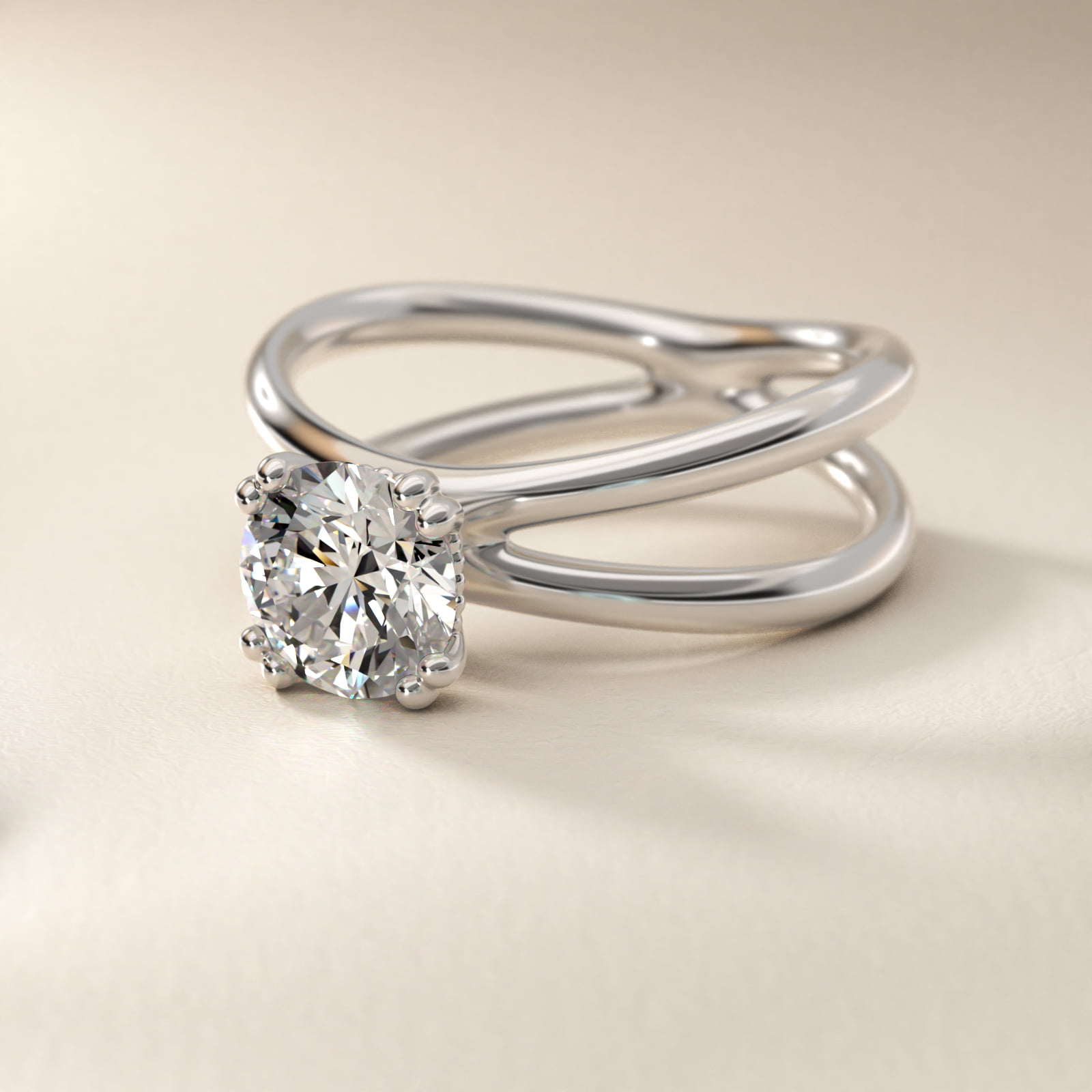 Criss Cross Solitaire Engagement Ring In 18K White Gold By James Allen