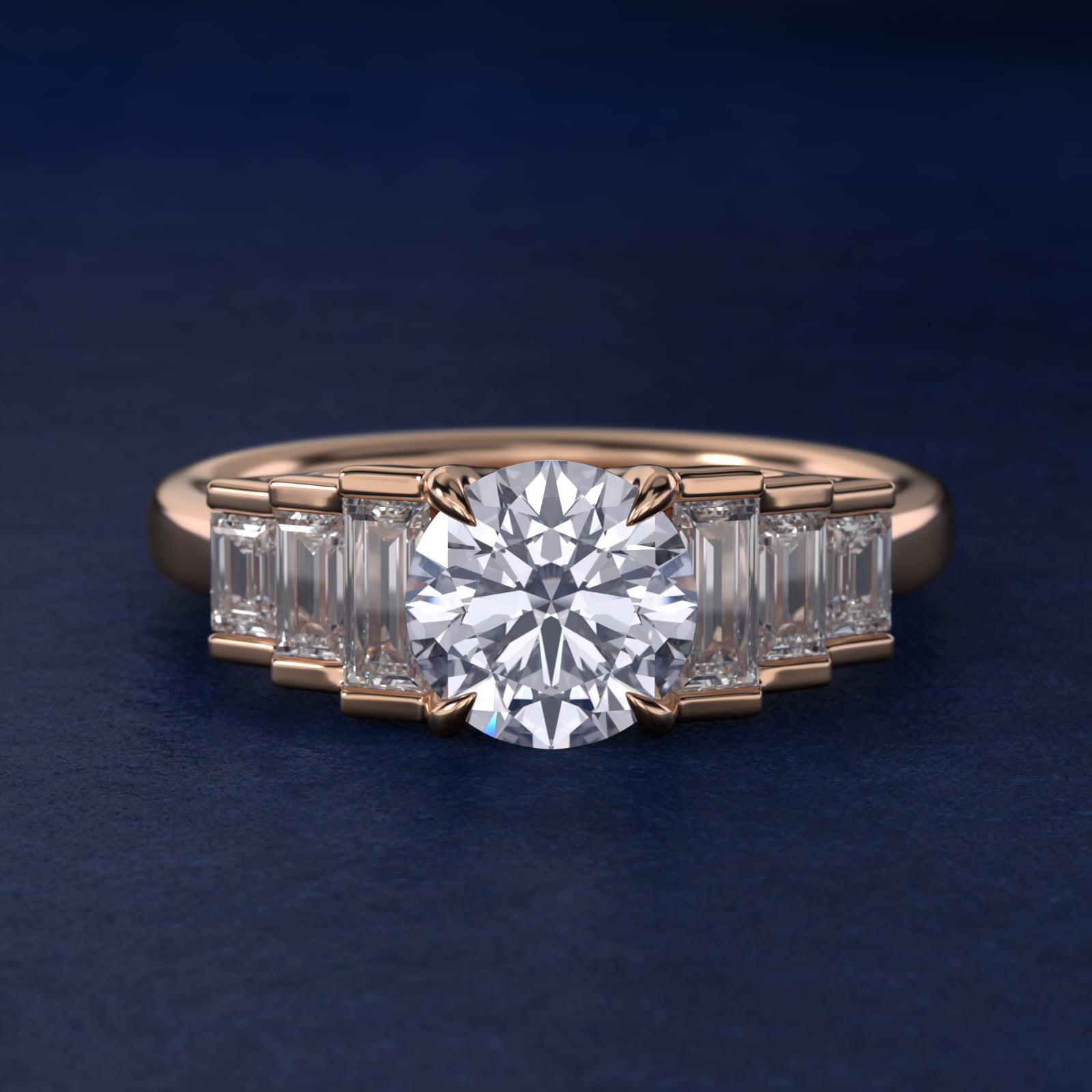 Escalating Baguette Side Stone Diamond Engagement Ring In 14K Rose Gold By James Allen