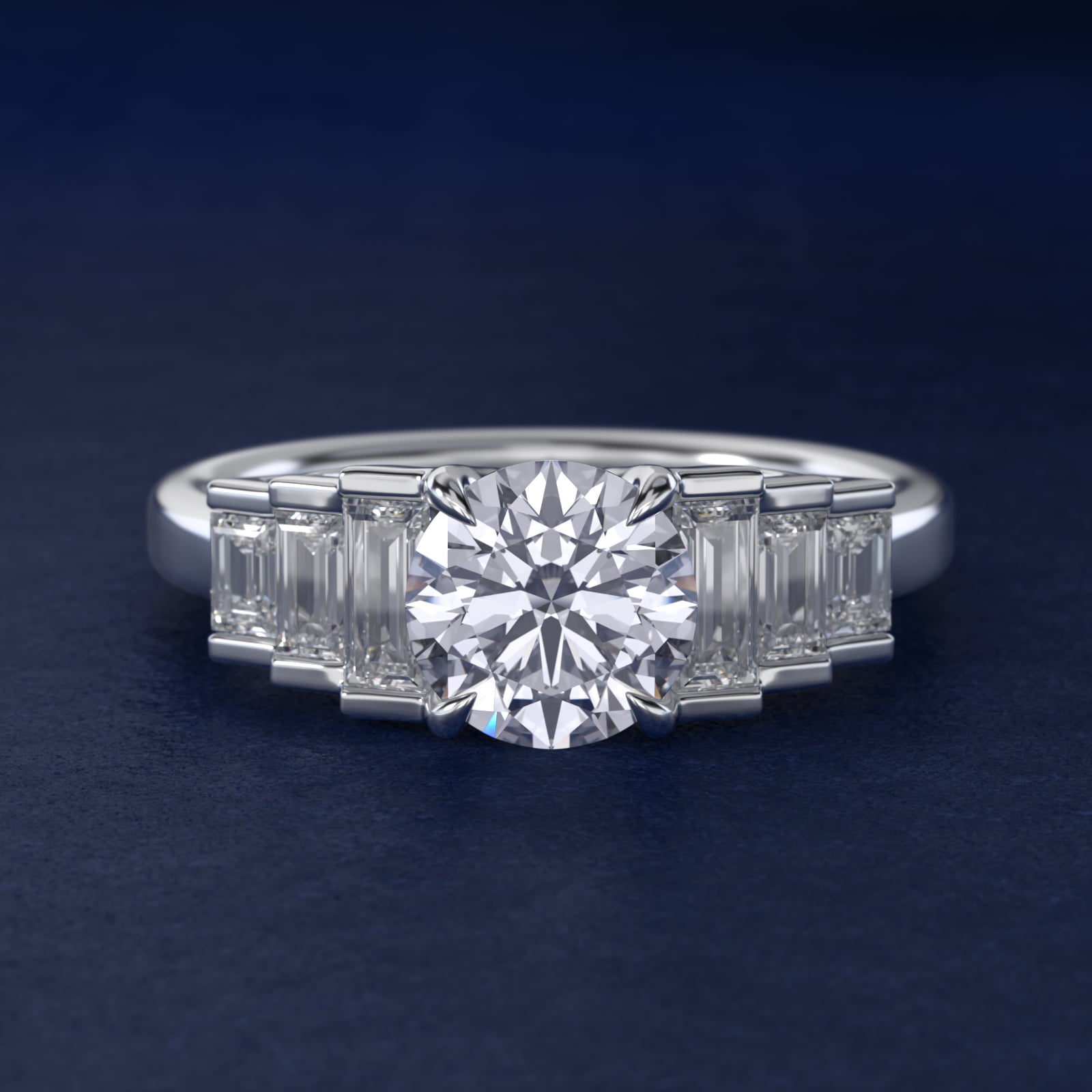 Escalating Baguette Side Stone Diamond Engagement Ring In 18K White Gold By James Allen