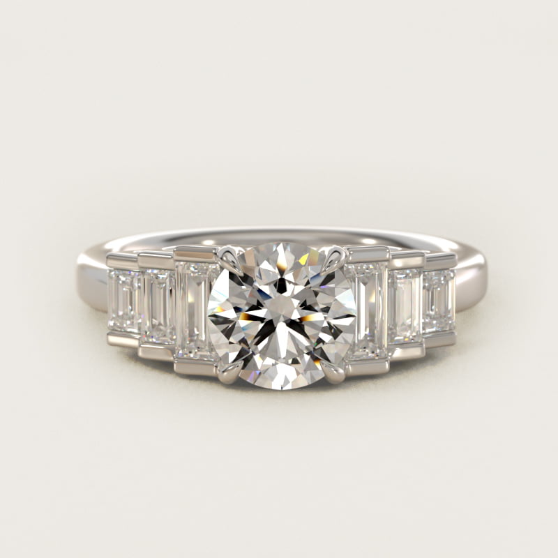 Escalating Baguette Side Stone Diamond Engagement Ring In Platinum By James Allen