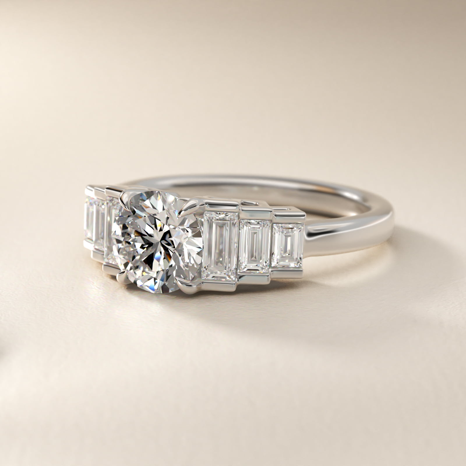 Escalating Baguette Side Stone Diamond Engagement Ring In Platinum By James Allen