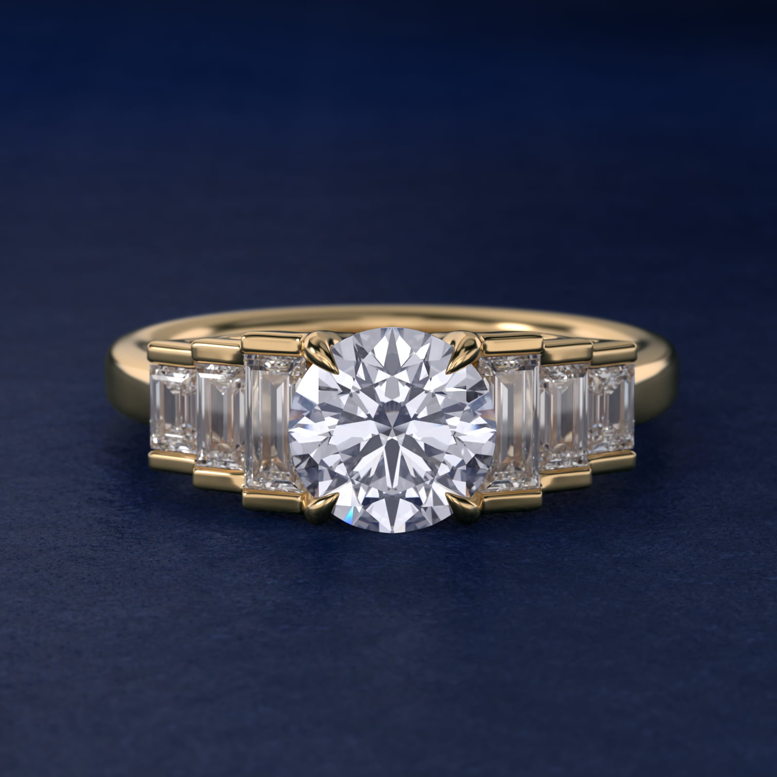 Escalating Baguette Side Stone Diamond Engagement Ring In 14K Yellow Gold By James Allen