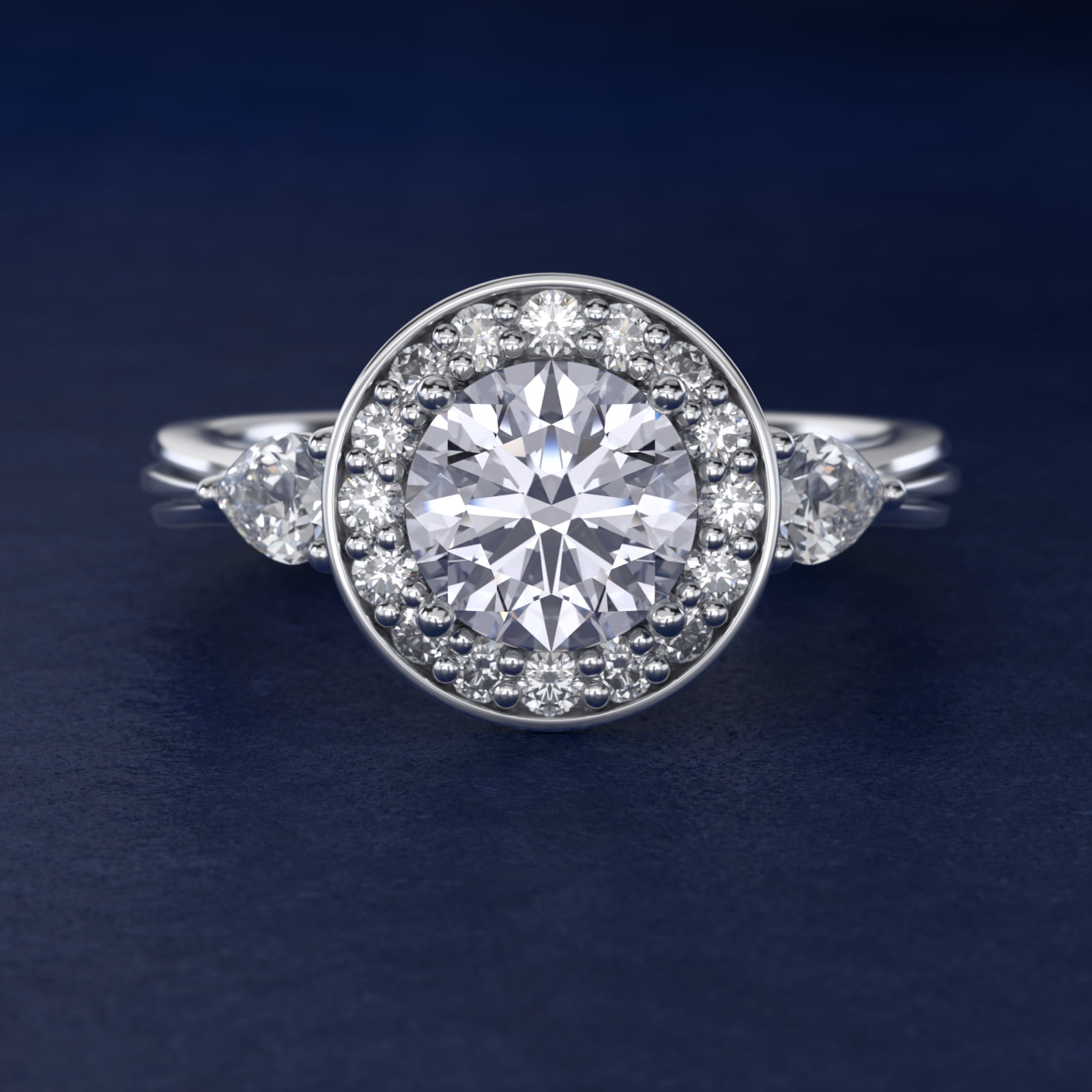 Pear Shape Side Stone Diamond Halo Engagement Ring In Platinum By James Allen