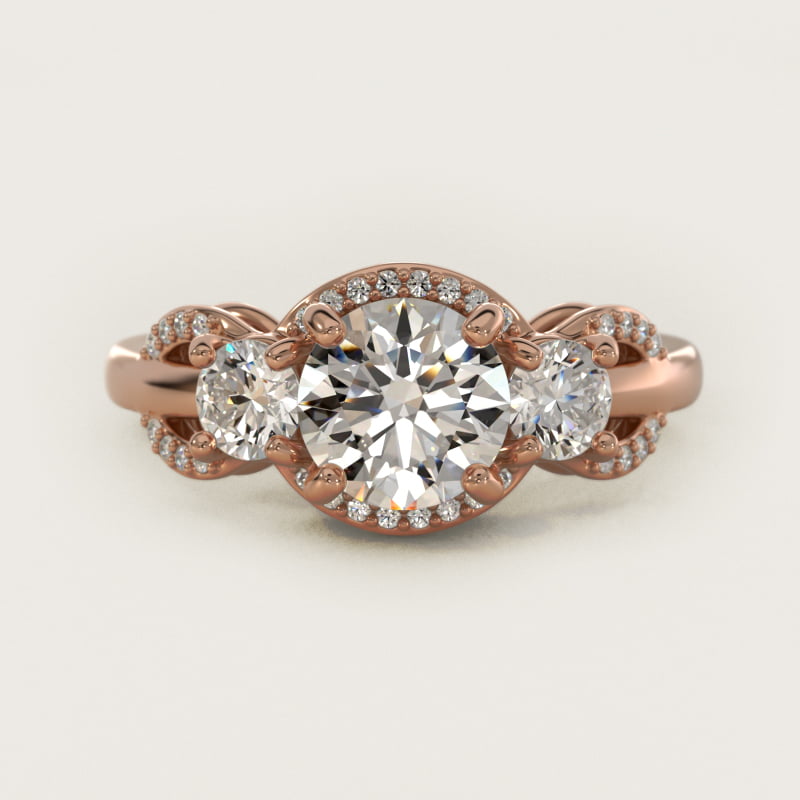 Pavé Silhouette Diamond Three Stone Engagement Ring In 14K Rose Gold By James Allen