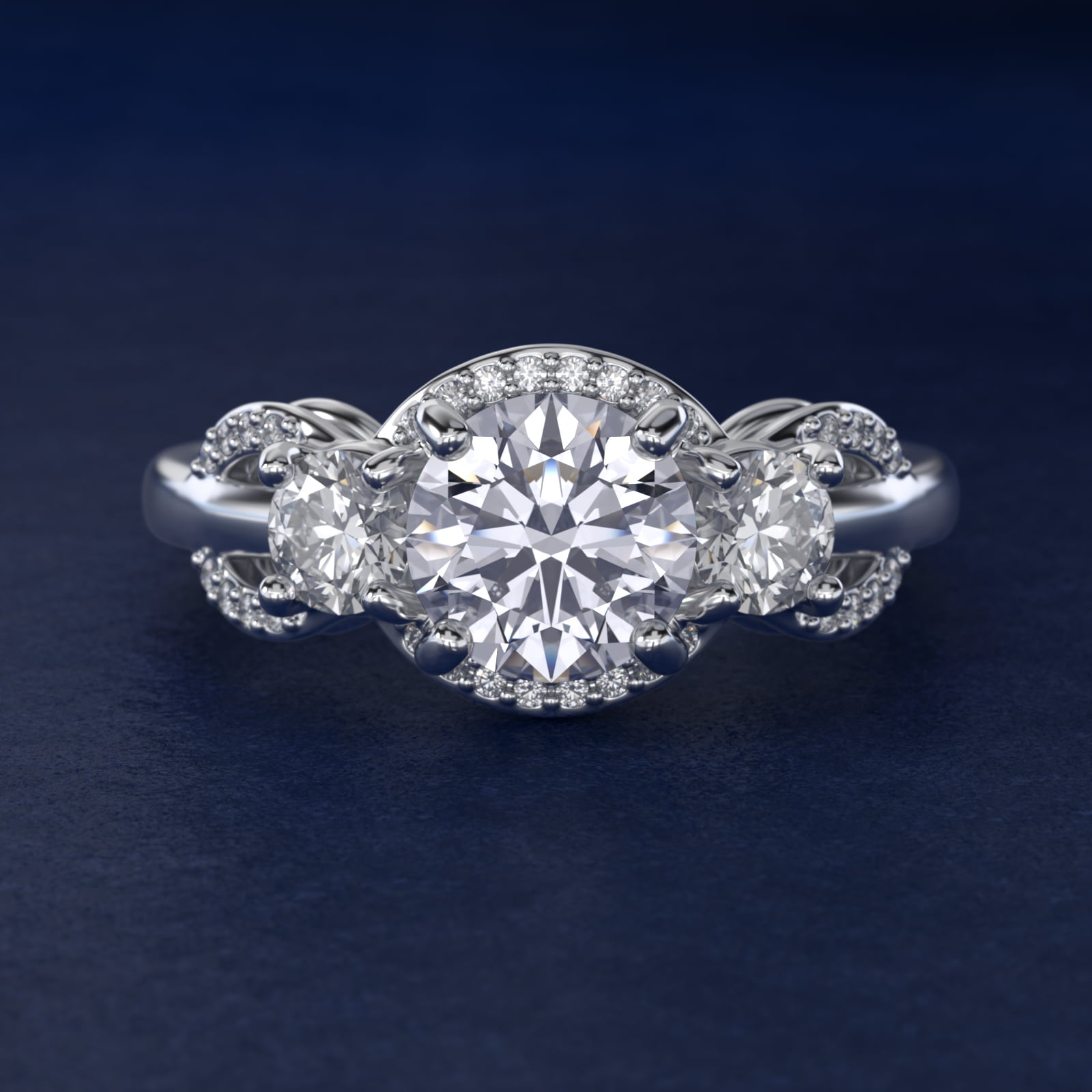 Pavé Silhouette Diamond Three Stone Engagement Ring In Platinum By James Allen