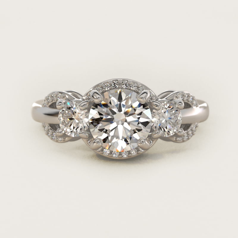 Pavé Silhouette Diamond Three Stone Engagement Ring In 14K White Gold By James Allen
