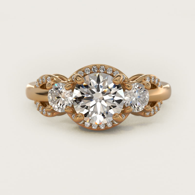 Pavé Silhouette Diamond Three Stone Engagement Ring In 18K Yellow Gold By James Allen