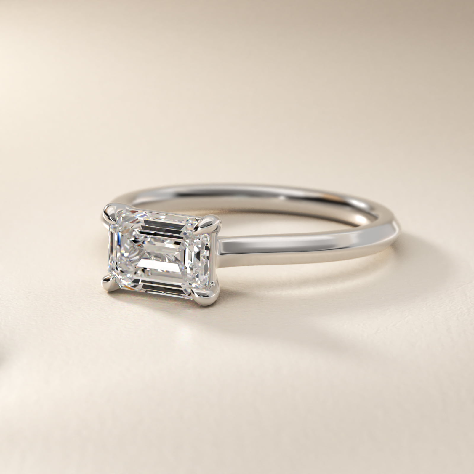 East West Knife Edge Cathedral Solitaire Engagement Ring In 14K White Gold By James Allen