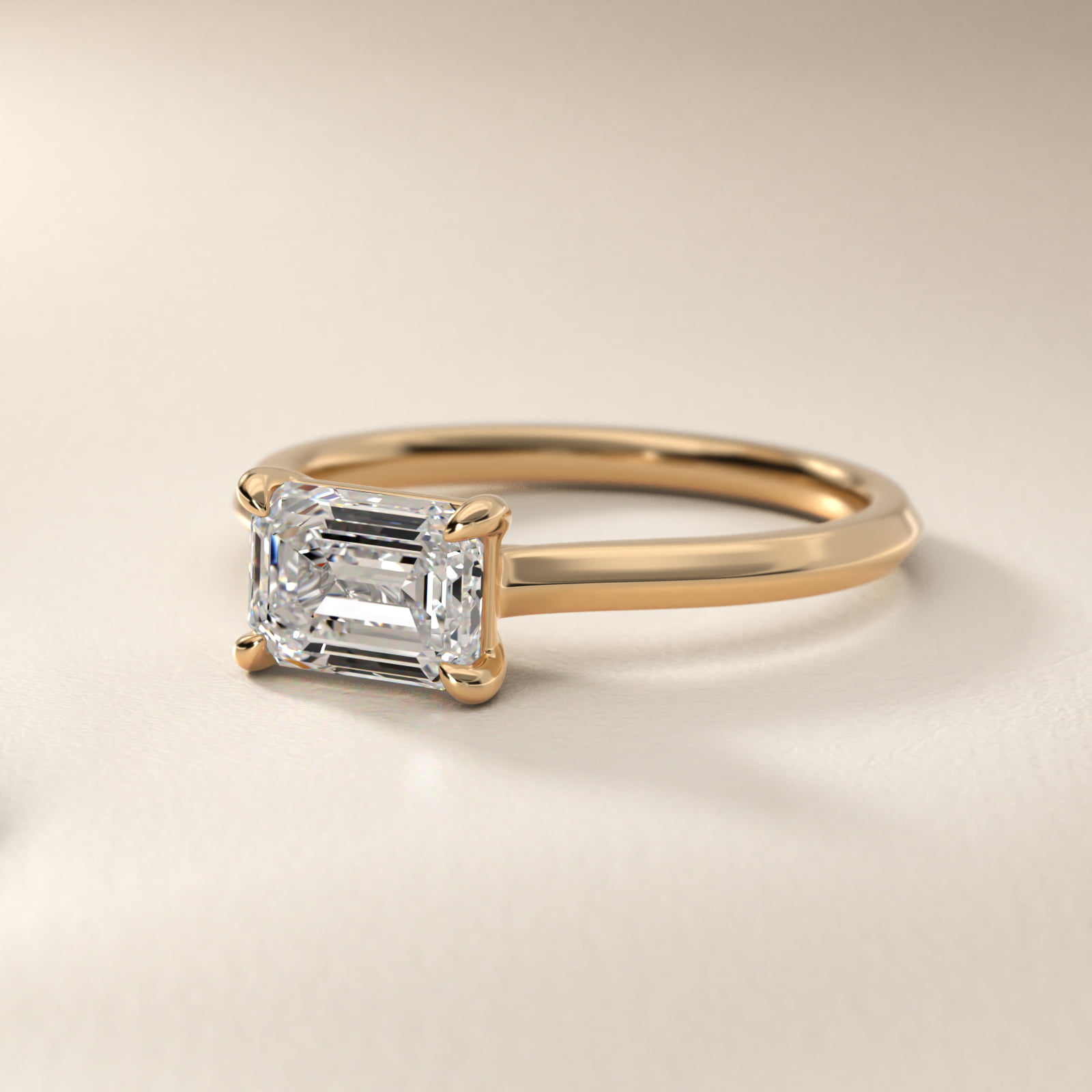 East West Knife Edge Cathedral Solitaire Engagement Ring In 14K Yellow Gold By James Allen