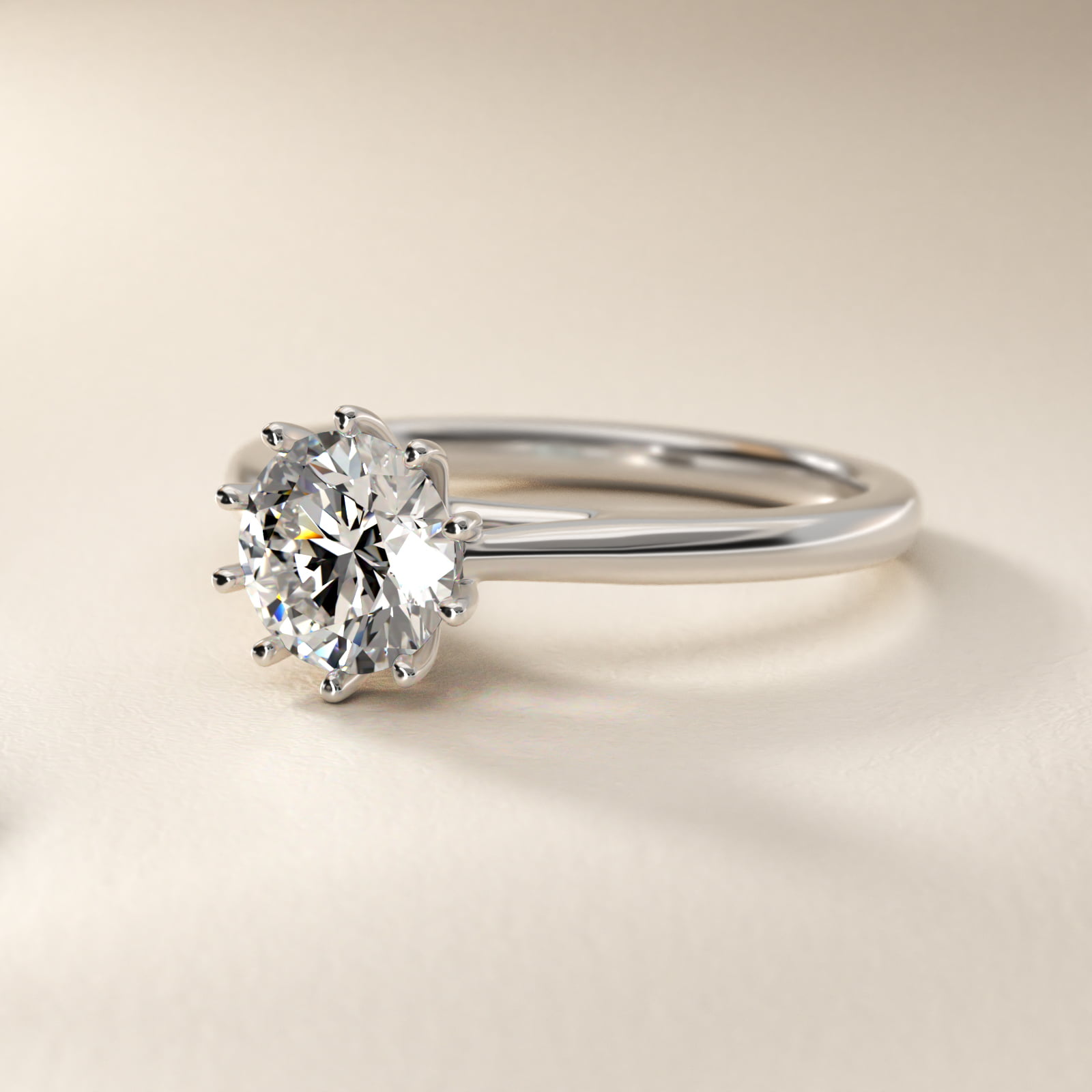 Ten Prong Solitaire Engagement Ring In 18K White Gold By James Allen