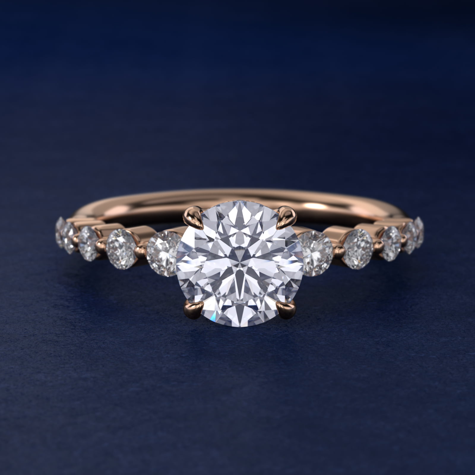 Diamond Escalade Side Stone Engagement Ring In 14K Rose Gold By James Allen