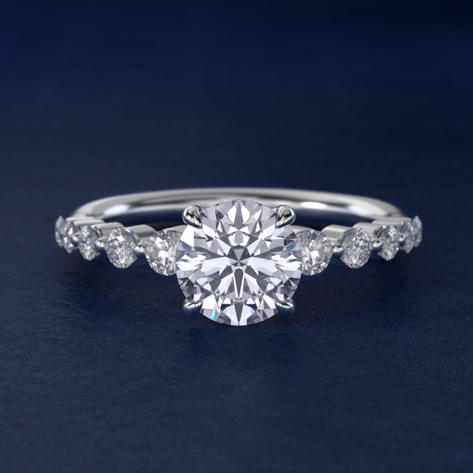Diamond Escalade Side Stone Engagement Ring In 18K White Gold By James Allen