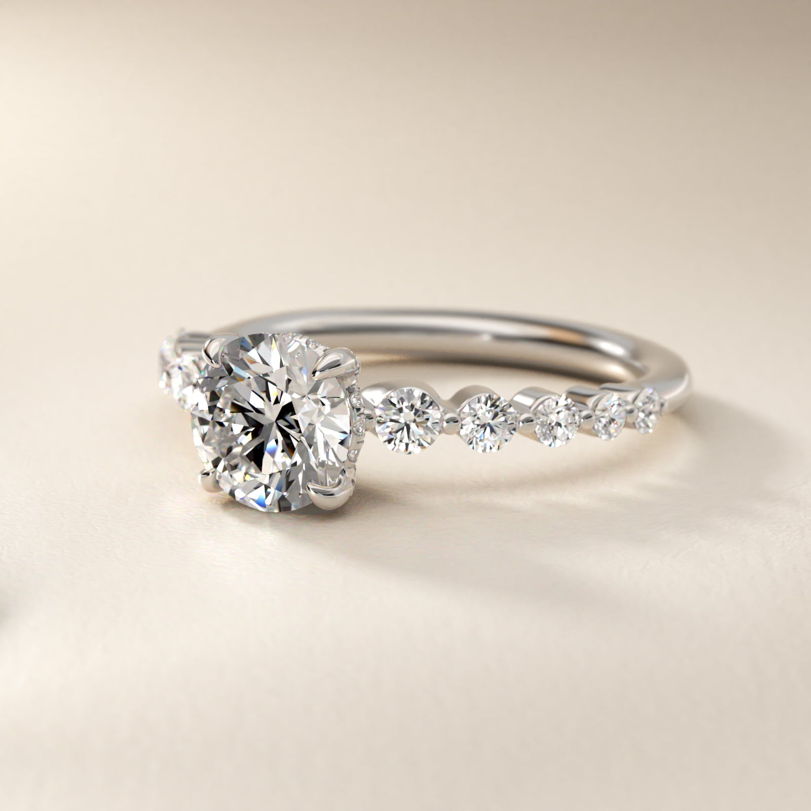 Diamond Escalade Side Stone Engagement Ring In 14K White Gold By James Allen