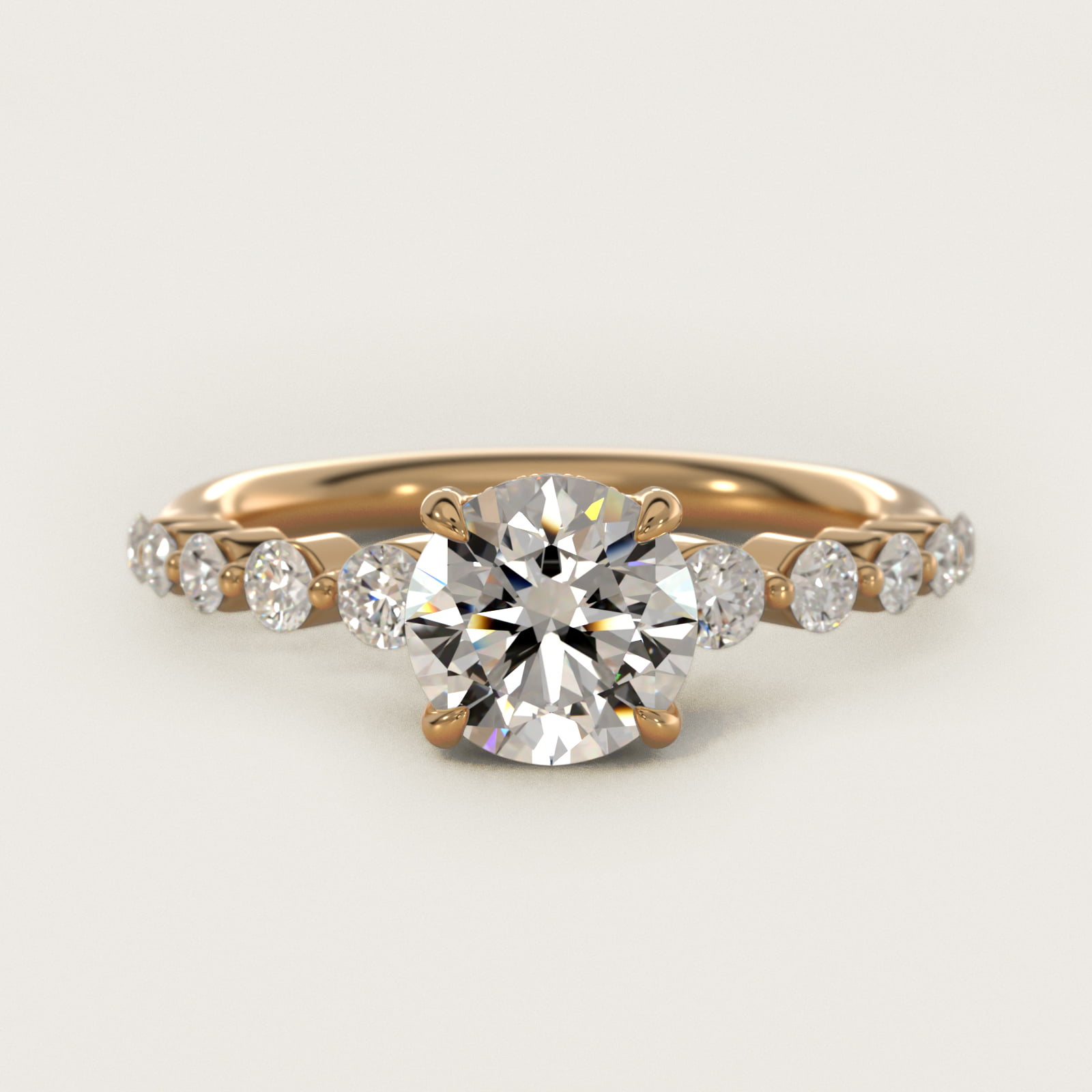 Diamond Escalade Side Stone Engagement Ring In 14K Yellow Gold By James Allen