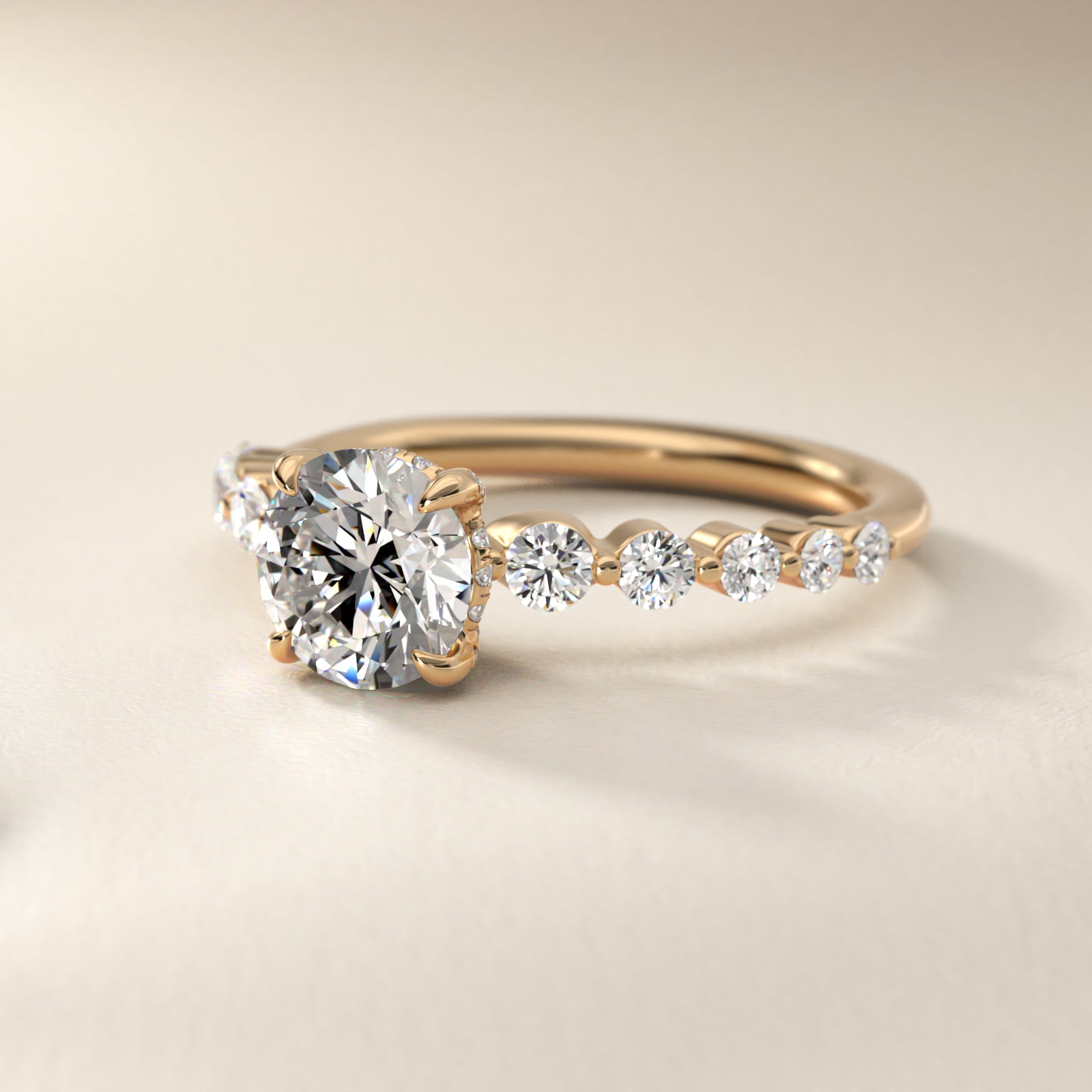 Diamond Escalade Side Stone Engagement Ring In 18K Yellow Gold By James Allen